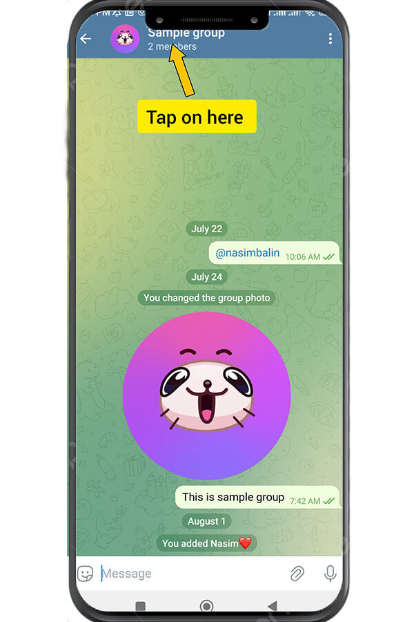 tap on group name