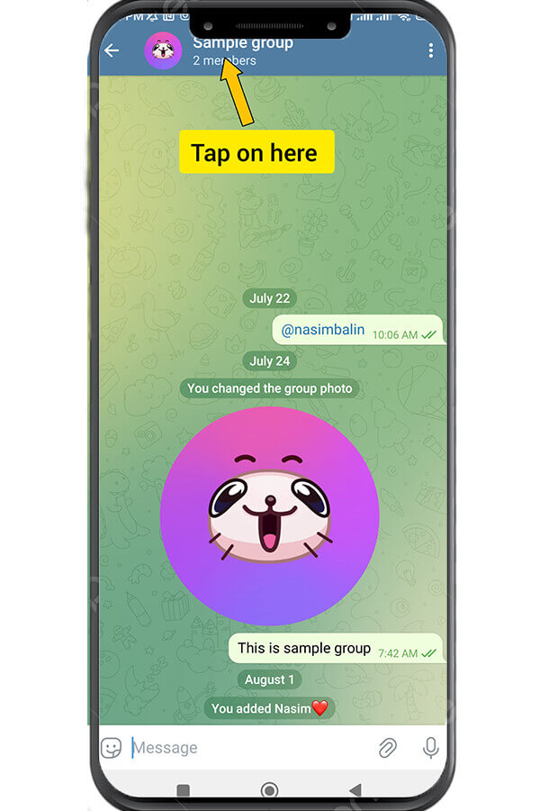 tap on group name