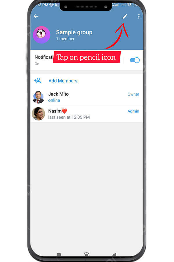 tap on the pencil icon 